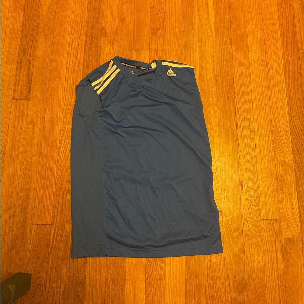 Blue sleeveless adidas shirt